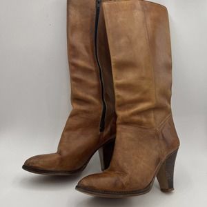 Gallenkamp Heeled Round Toe Boots Womens Size 9 Brown Leather